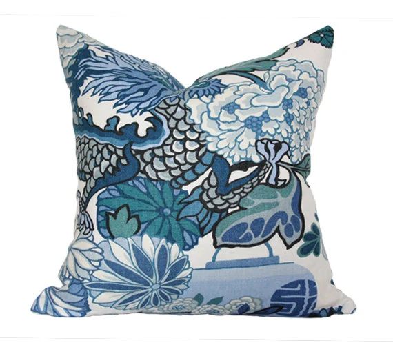 Chiang Mai Blue Luxury Throw Pillow  Schumacher Floral - Etsy | Etsy (US)