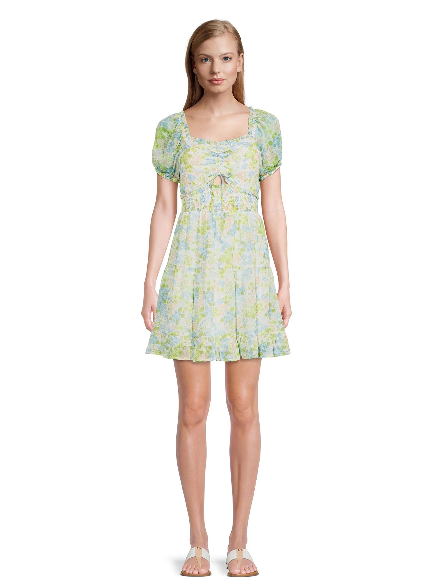 Madden NYC Juniors’ Smocked Waist Dress with Cut Out, Sizes XS-XXXL - Walmart.com | Walmart (US)