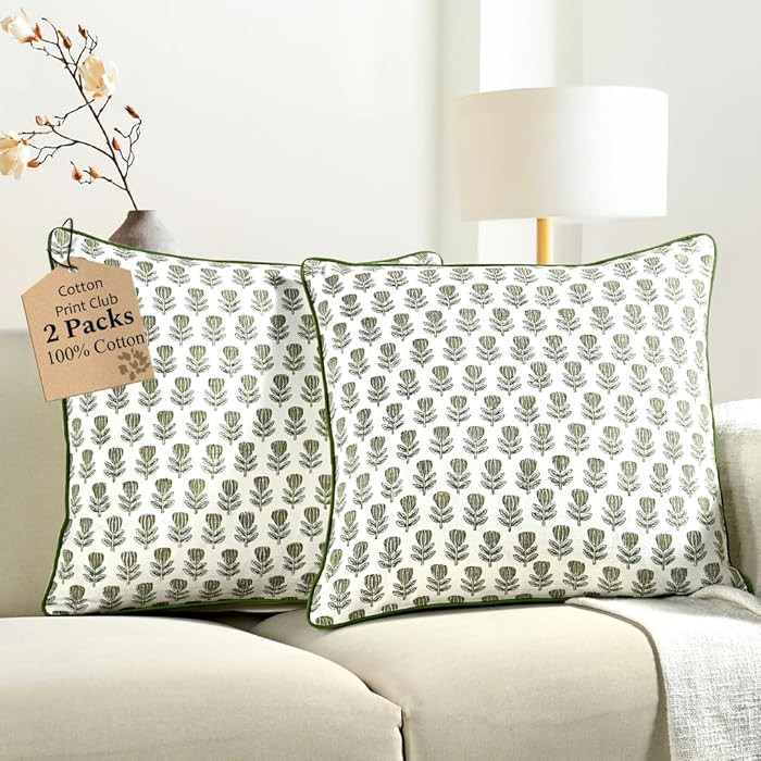 CPC Throw Pillow Covers for Couch, 18x18 Inch Decorative Couch Pillows for Living Room, 100% Cott... | Amazon (US)