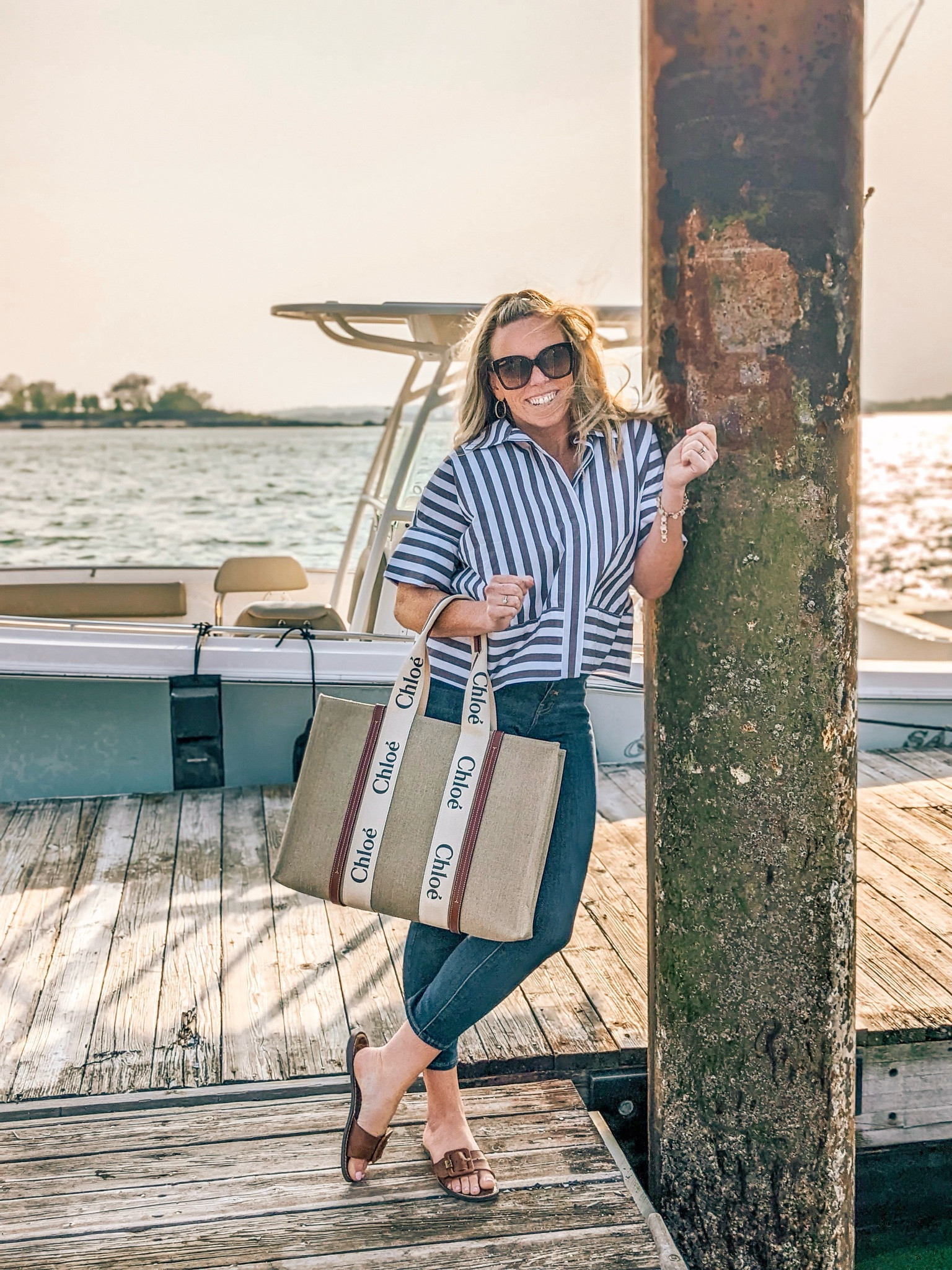Stripes, sunsets, & seaside escapes~ bring on all the summer evenings that look like this ☀️ Now, if we could only get the sun to stick around for a bit🤞🏻 Happy Monday friends~ hoping for sunshine for your weeks ahead! 

Picked up this French cuff striped button down a month or so ago and has become and instant favorite. Comes in multiple colors and even solids~ classic shirt perfection. Linked here along with my favorite summer sandals in case anyone is looking to add some summer staples to their wardrobe! 

#LTKstyletip #LTKFind #LTKSeasonal
