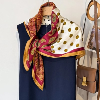 Square Scarf Retro Floral Print Silk Scarfs Women Neck Scarves | eBay US