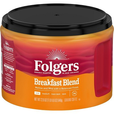 Folgers Breakfast Blend Mild Roast Ground Coffee - 22.6oz | Target