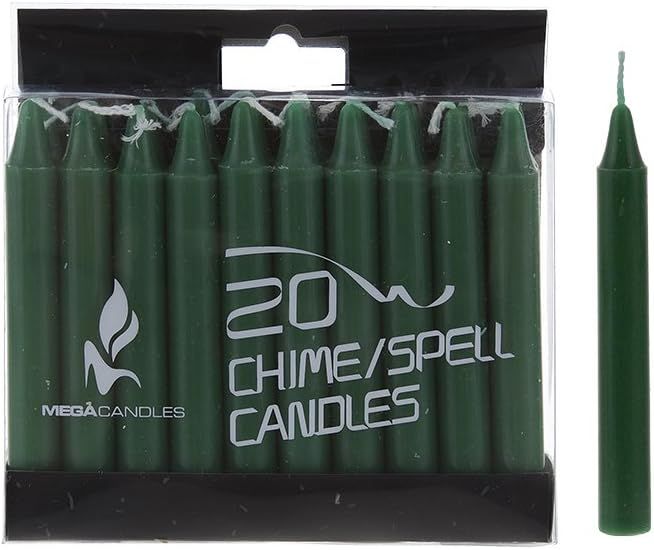 Mega Candles 20 pcs Unscented Green Mini Taper Candle, 4 Inch Tall x 1/2 Inch Diameter, Great for... | Amazon (US)