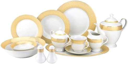 Euro Porcelain 57-pc Banquet Dinnerware Set, Luxury Porcelain Tableware, Service for 8 (1950G) | Amazon (US)