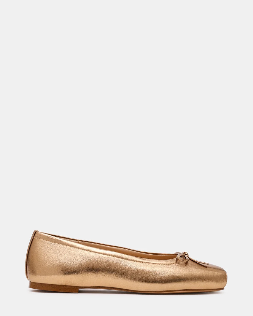 ELEVE Bronze Leather Ballet Square-Toe Women's Flat | Steve Madden (US)