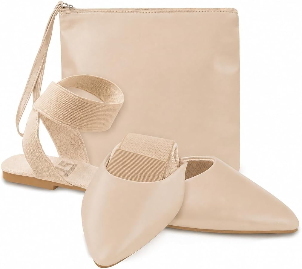 Foldable Flats for Women, Ankle Strap Dressy Shoes for Weddings & Parties | Amazon (US)