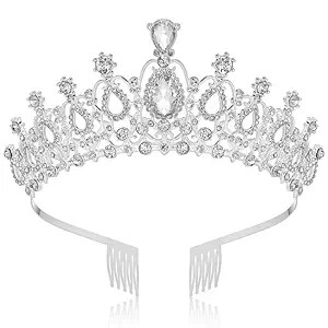 Makone Crowns for Women, Silver Princess Crown, Crystal Crown for Bridal, Wedding, Pageant, Birth... | Amazon (US)