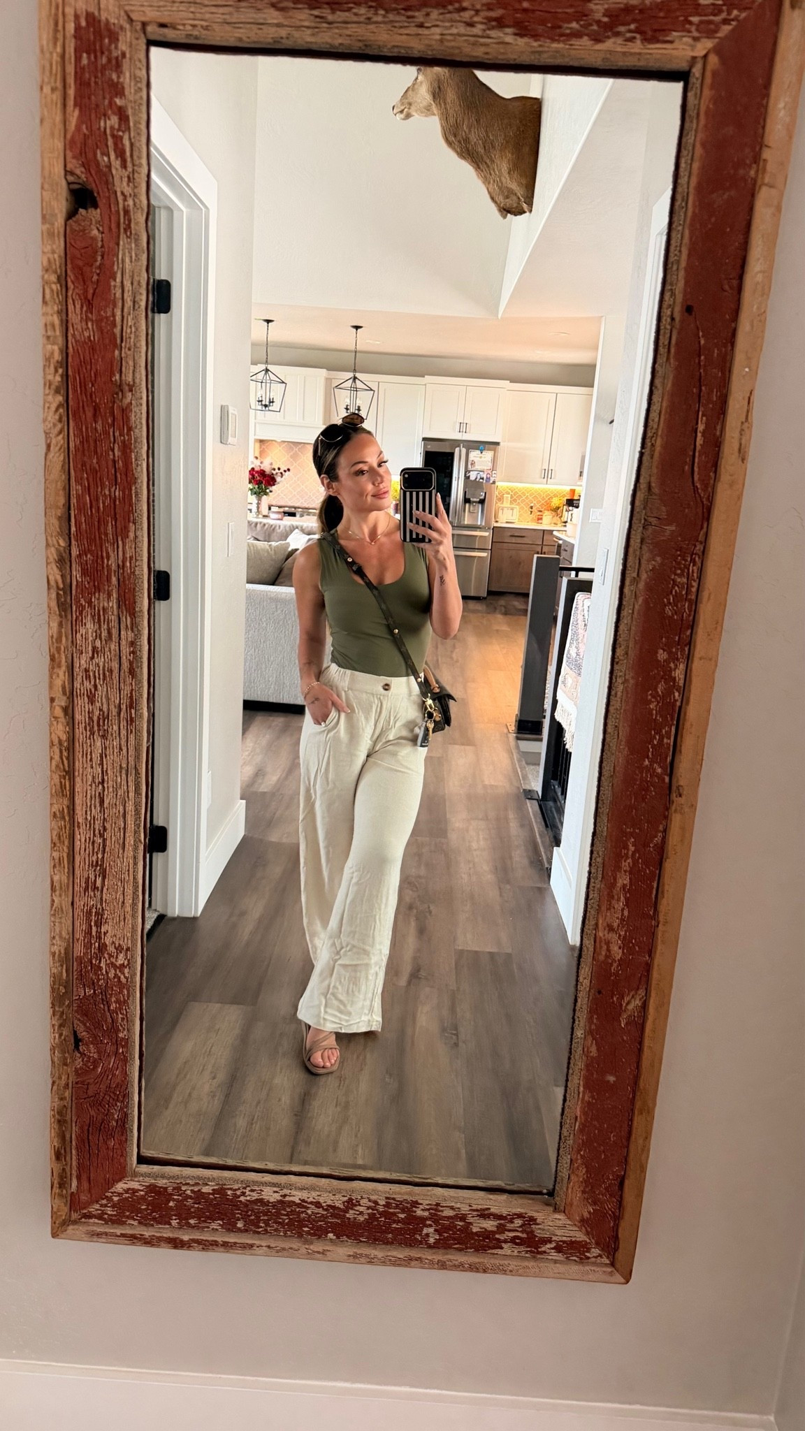 A classic outfit all from Amazon! Size small in olive green tank top size extra small in linen pants. Crocs size 6. ￼

#LTKootd #LTKgrwm