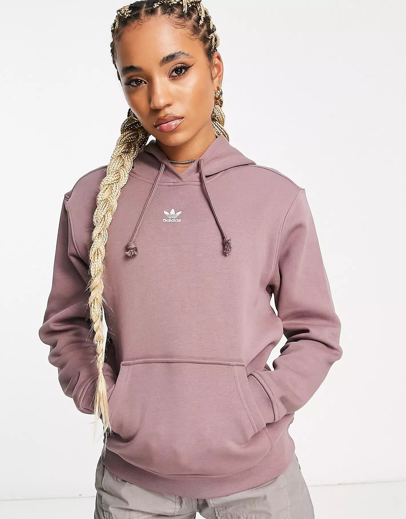 adidas Originals Essentials boyfriend fit hoodie in purple | ASOS (Global)