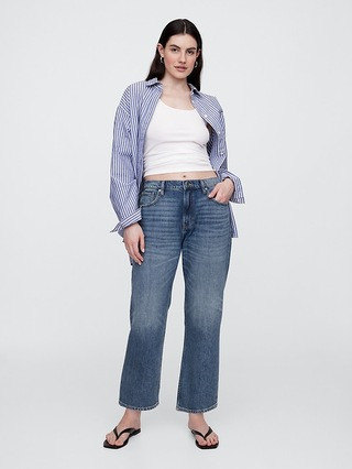 Mid Rise SuperSoft Relaxed Straight Crop Jeans | Gap Factory | Gap Factory