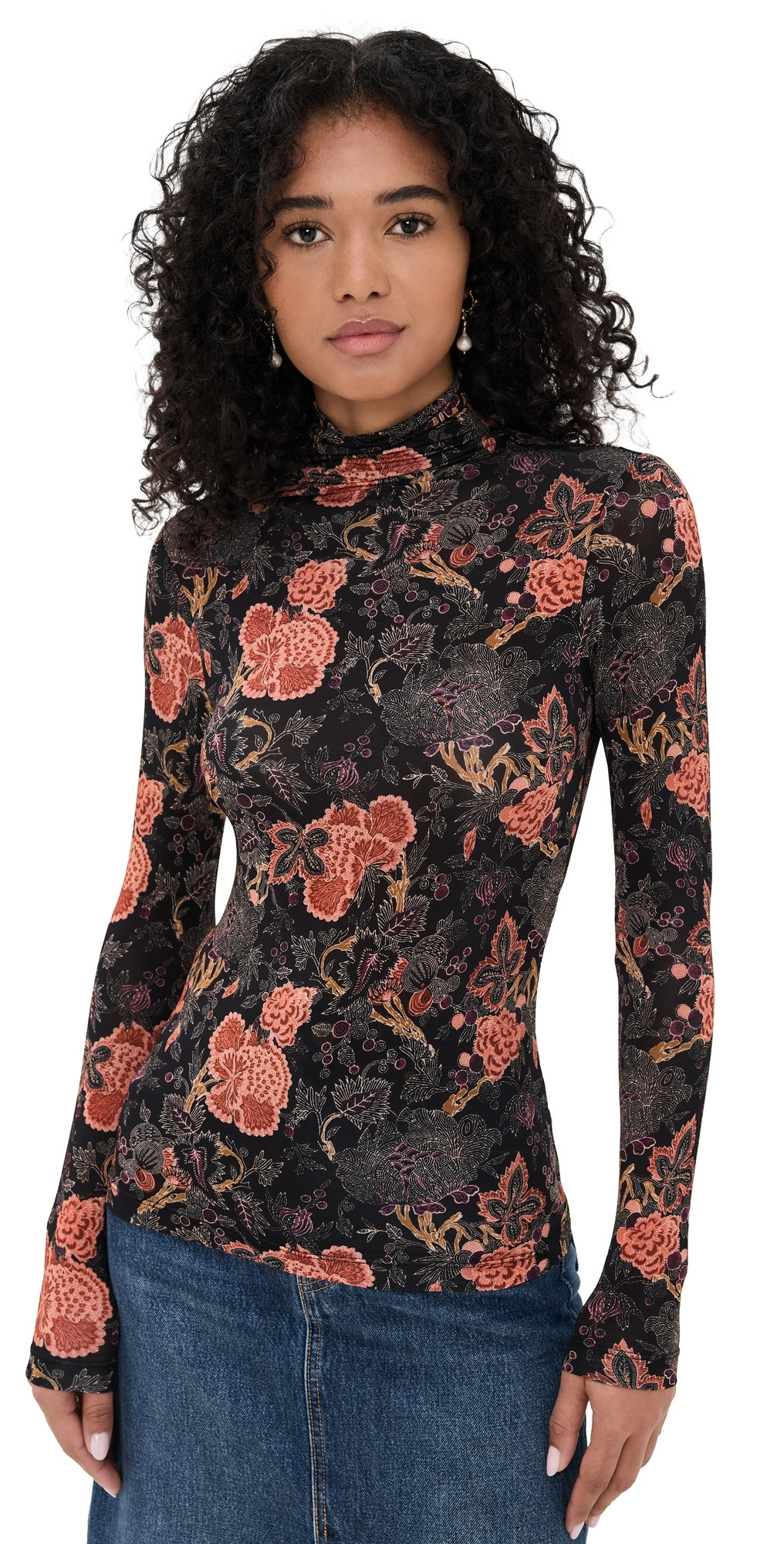 Ulla Johnson Aurelia Jersey Long Sleeve Turtleneck Top Night Lily S | Shopbop