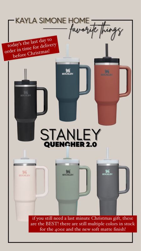 Last day to order a Stanley cup in time for Christmas delivery! These make the BEST gift and there are still plenty of colors in stock for the original 40oz and *new* soft matte 40oz cups!

#LTKhome #LTKunder50