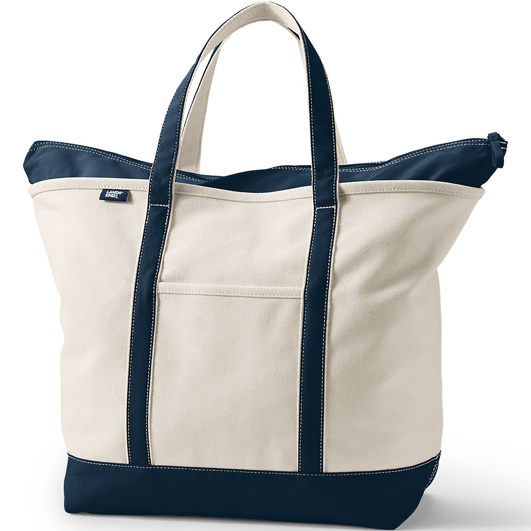 Medium Natural 5 Pocket Open Top Canvas Tote Bag | Lands' End (US)