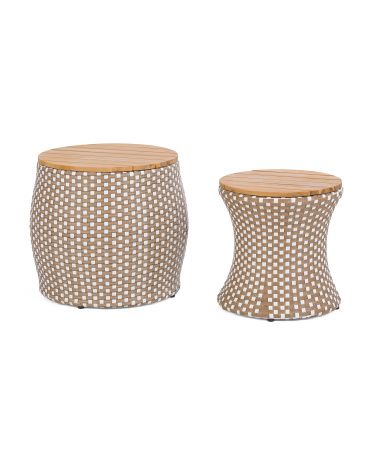 Set Of 2 Woven Outdoor Tables | TJ Maxx