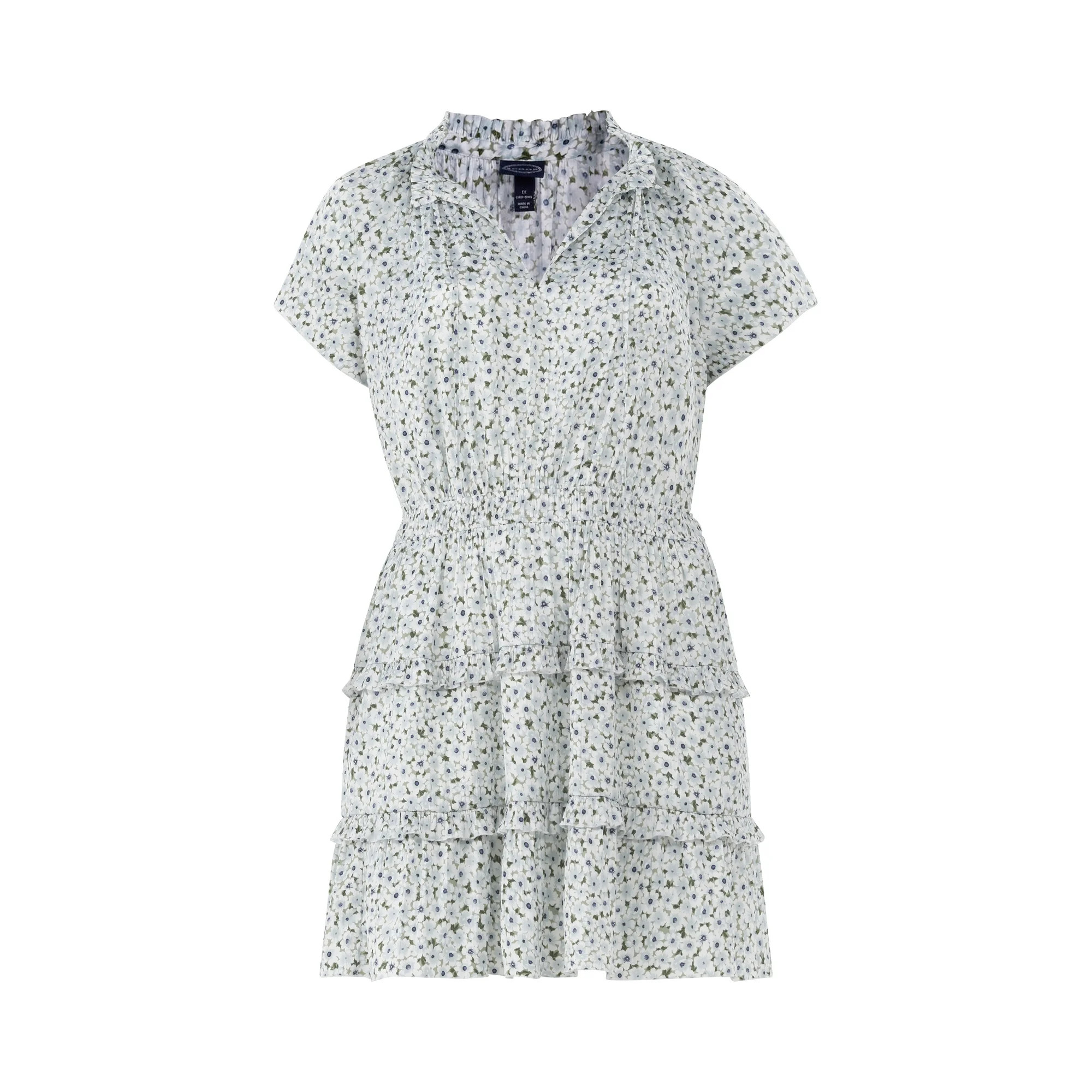 Scoop Women's Satin Mini Ruffle Dress with Cap Sleeves, Sizes XS-4X | Walmart (US)