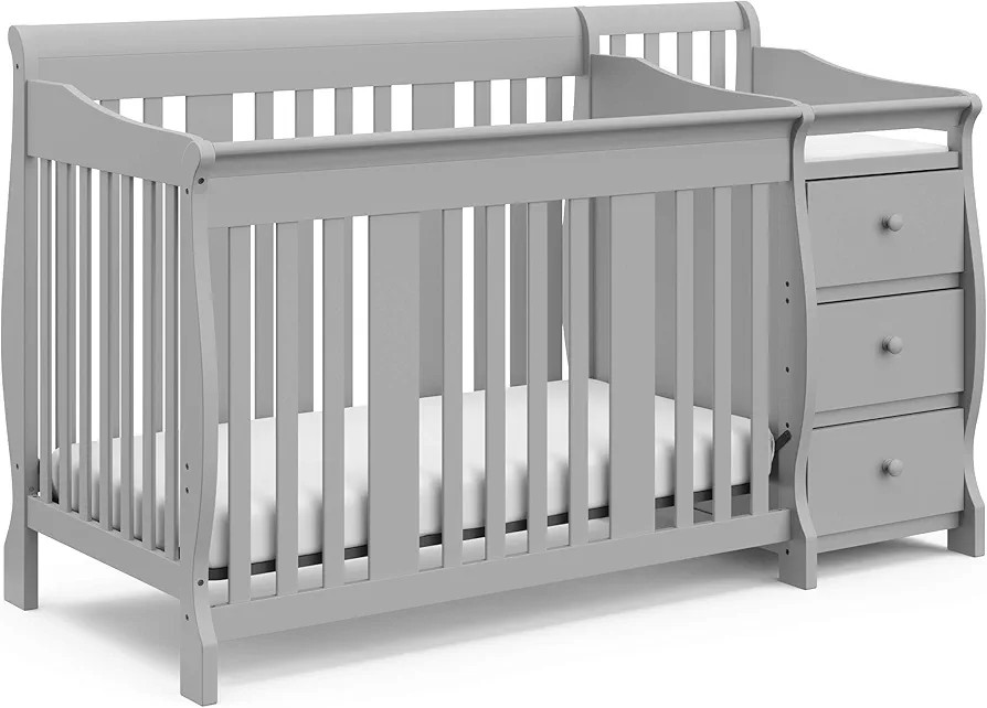Storkcraft Portofino 5-in-1 Convertible Crib and Changer Combo (Pebble Gray) – Changing-Table w... | Amazon (US)