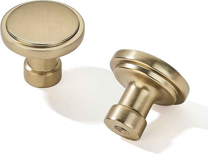 10 Pack Champagne Bronze Cabinet Knobs 1-3/4 Inch, Jasper Pulls Champagne Brass Solid Dresser Kno... | Amazon (US)