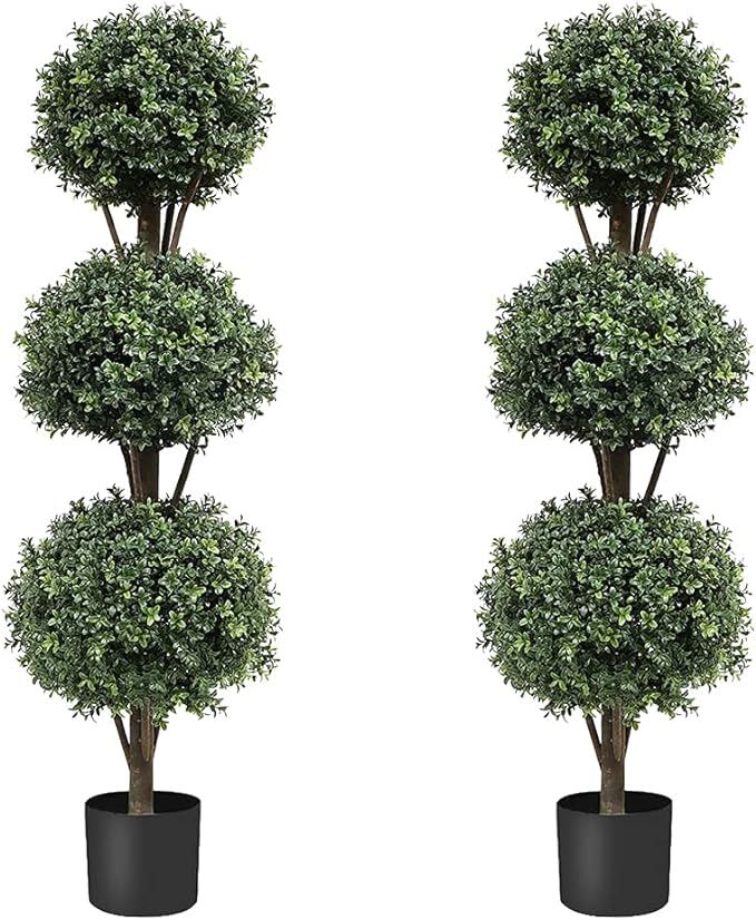 momoplant (Set of 2) 56 inch-4.7Ft Artificial Boxwood Topiary Ball Tree Topiaries Greenery Indoor... | Amazon (US)