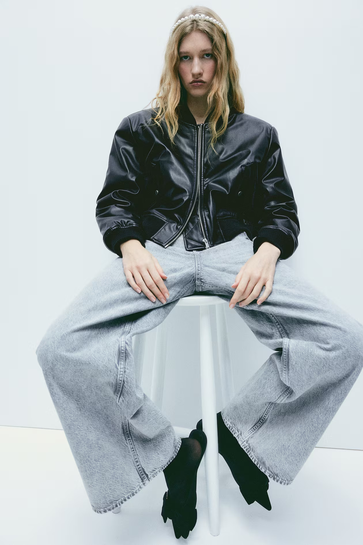 Coated Bomber Jacket with Shoulder Pads | H&M (US + CA)