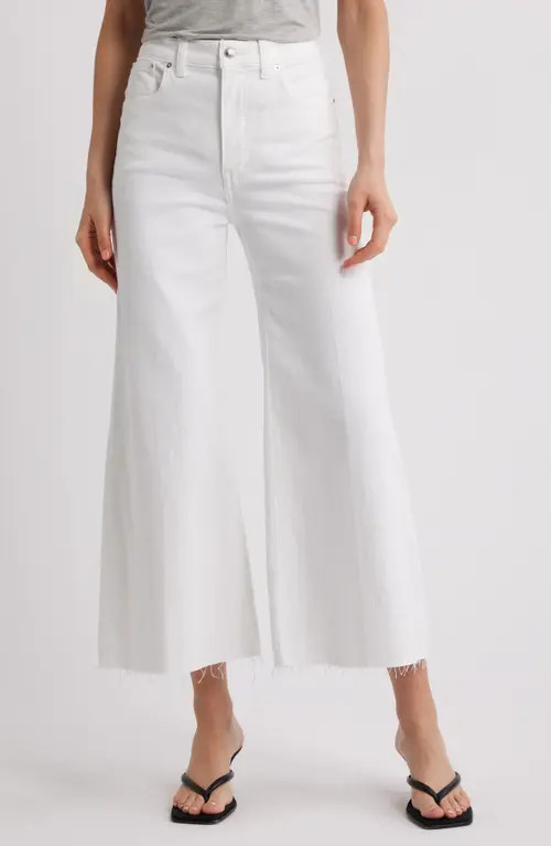 Madewell Raw Hem High Waist Crop Flare Wide Leg Jeans in Pure White at Nordstrom, Size 30 | Nordstrom