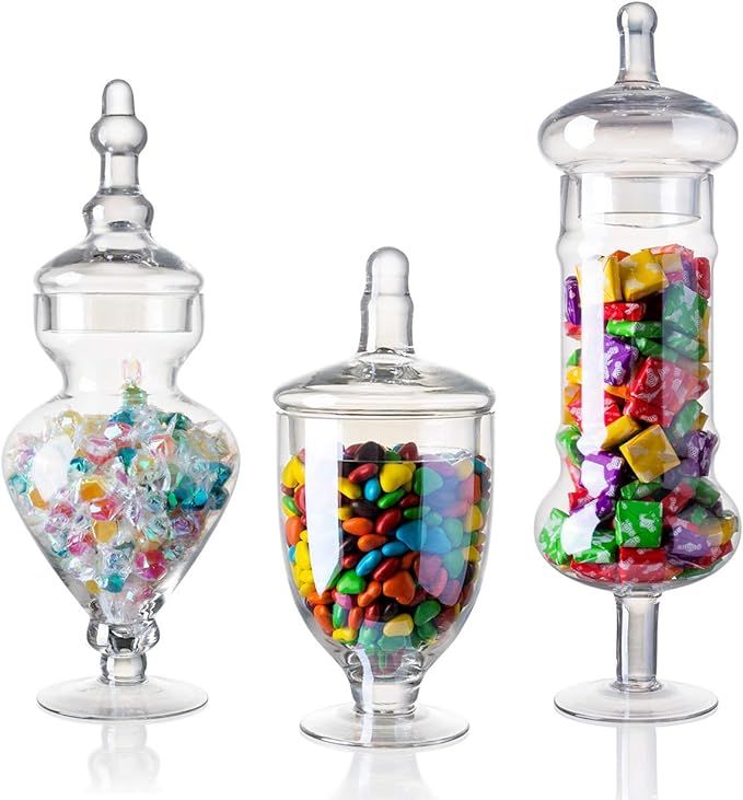 Diamond Star Set of 3 Clear Glass Apothecary Jars Elegant Storage Jar, Decorative Wedding Candy O... | Amazon (US)
