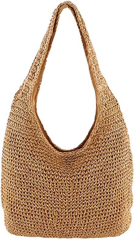 CHIC DIARY Women Straw Shoulder Bag Summer Beach Large Tote Bag Handmade Woven Handbag | Amazon (CA)