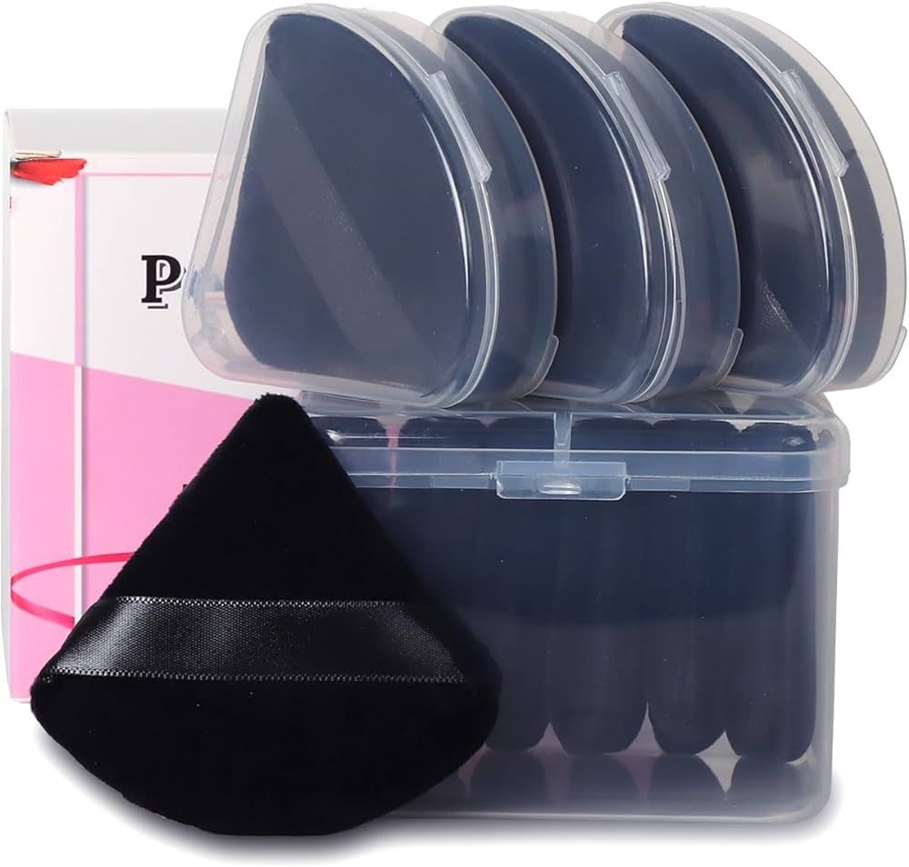 10Pcs Triangle Powder Puffs for Face Powder,Soft Velour Makeup Setting Powder Puff with Case,Blac... | Amazon (US)