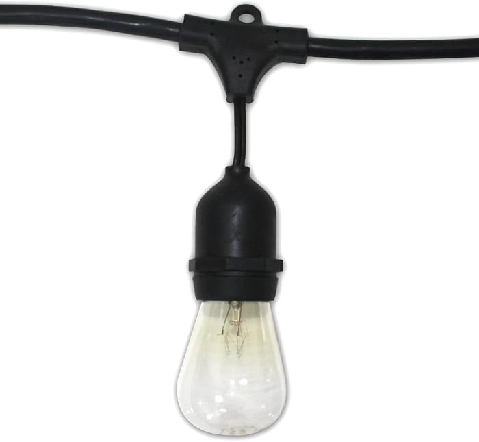 Vintage 48-Ft Outdoor Commercial String Lights with 24 Suspended Sockets and 24 Clear S14 Bulbs, ... | Amazon (US)