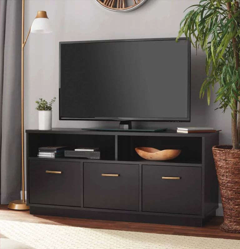 Mainstays 3-Door TV Stand Console for TVs up to 50", Blackwood - Walmart.com | Walmart (US)