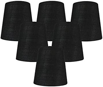 Meriville Set of 6 Black Linen Clip On Chandelier Lamp Shades, 3.5-inch by 4.5-inch by 4.5-inch | Amazon (US)