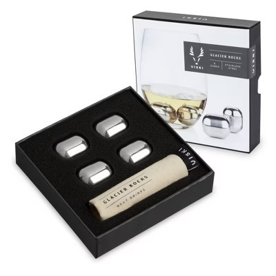 Viski Glacier Rocks Stainless Steel Ice Cubes, Reusable Ice Cubes for Drinks, Whiskey, Bourbon, Scotch, Metal Ice Cubes, Cocktail Accessories Set of 4 | Target