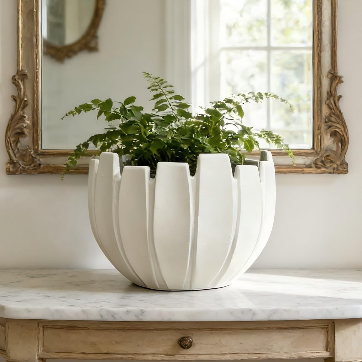 Large Round Planter with Drainage Hole, 11.8''H × 15.8''D Sphere Indoor Plant Pot, Modern Flower... | Amazon (US)