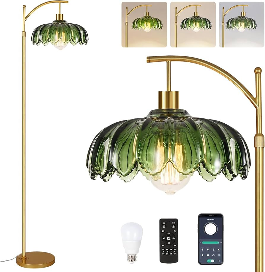 Gold Floor Lamp for Living Room,Bedroom,Mid Century Modern Standing Lamp with Remote,Dimmable Bra... | Amazon (US)