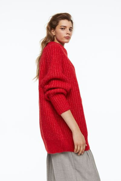 Wool-blend Rib-knit Sweater - Red - Ladies | H&M US | H&M (US + CA)