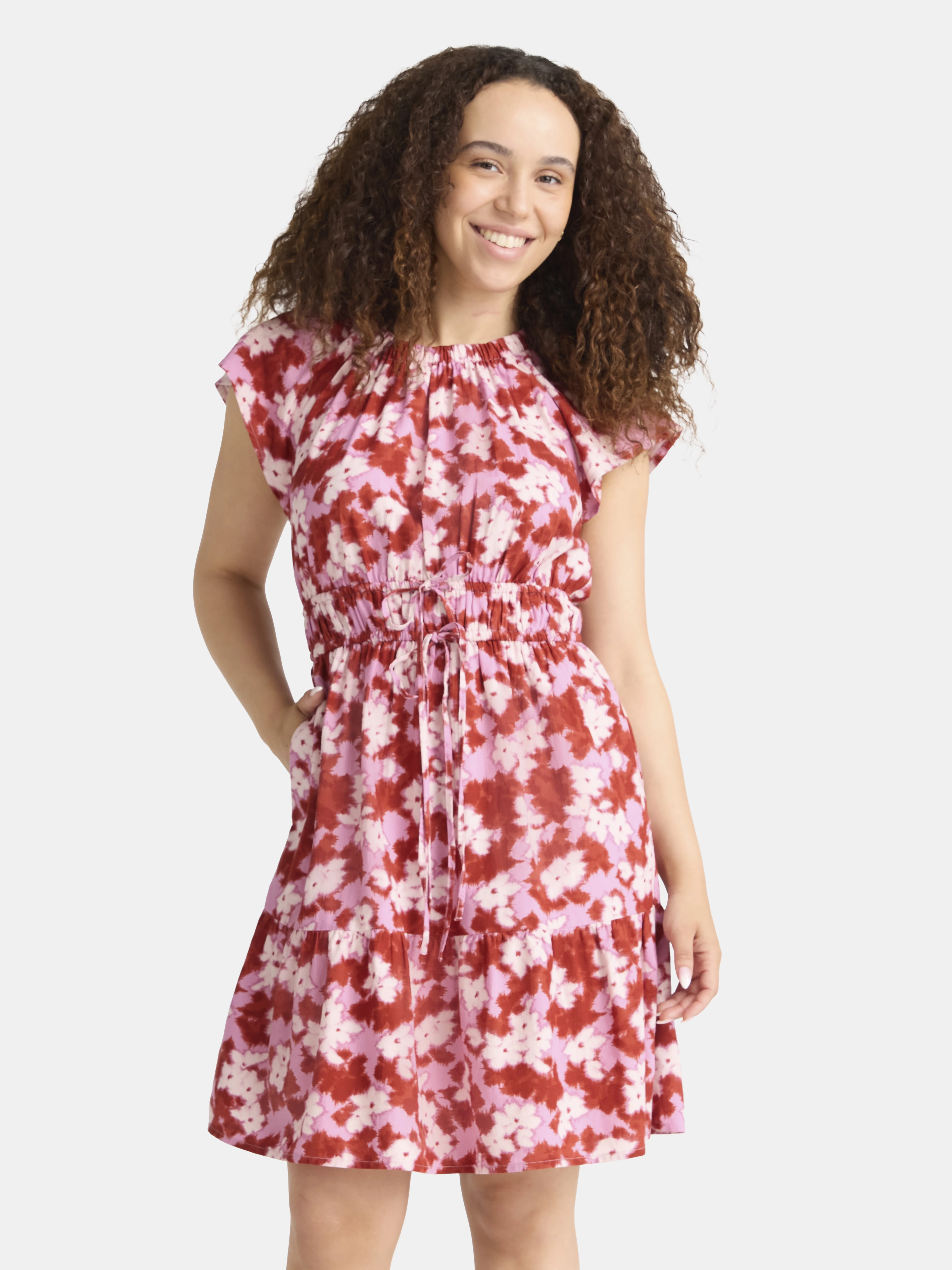 Time and Tru Women's Crewneck Mini Dress with Pockets, Sizes XS-3XL - Walmart.com | Walmart (US)