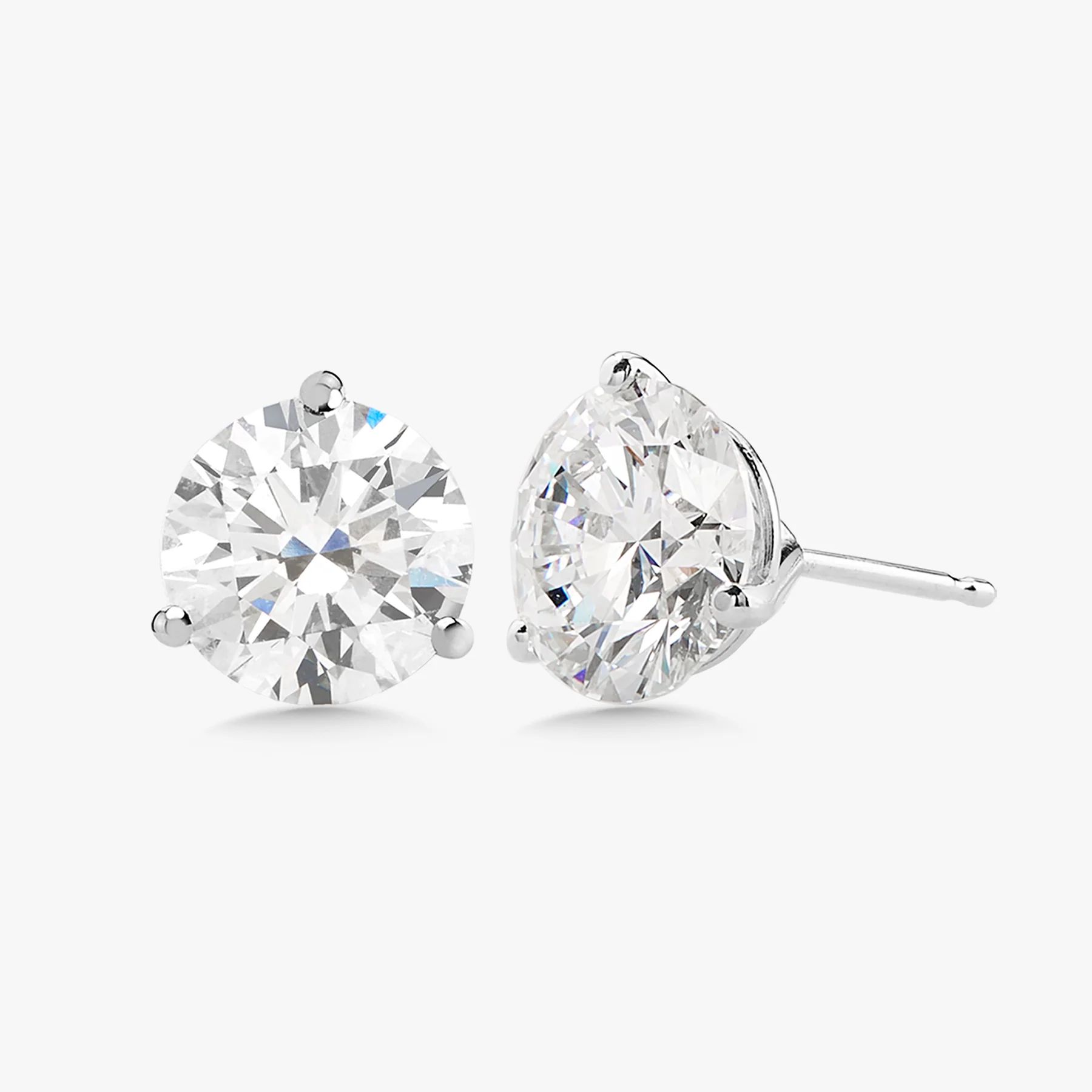 FLASH SALE Lab Grown Three Prong Martini Diamond Stud Earrings (6 ctw) *Emily's Pick* | RW Fine Jewelry