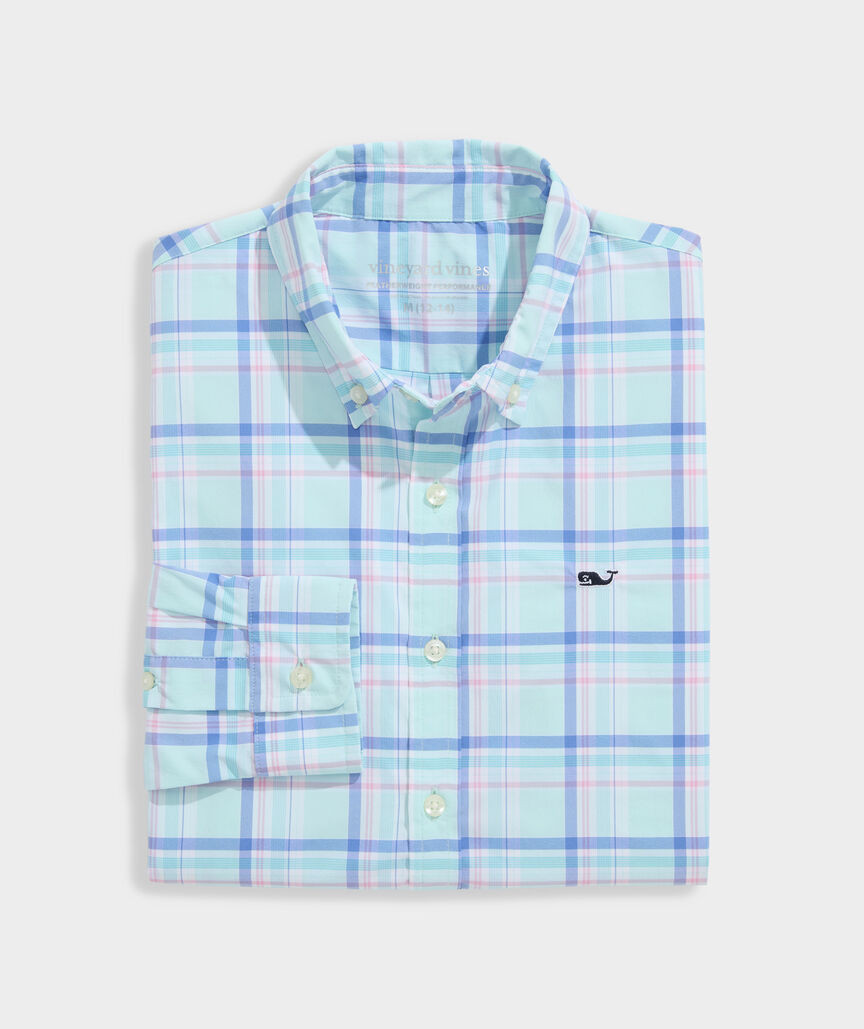 Boys' Performance Coconut Key Plaid Featherweight Shirt | vineyard vines