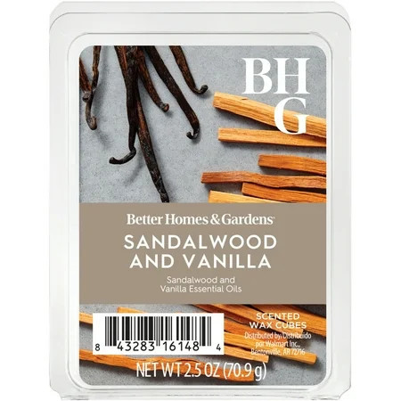 Sandalwood & Vanilla Scented Wax Melts, Better Homes & Gardens, 2.5 oz | Walmart (US)