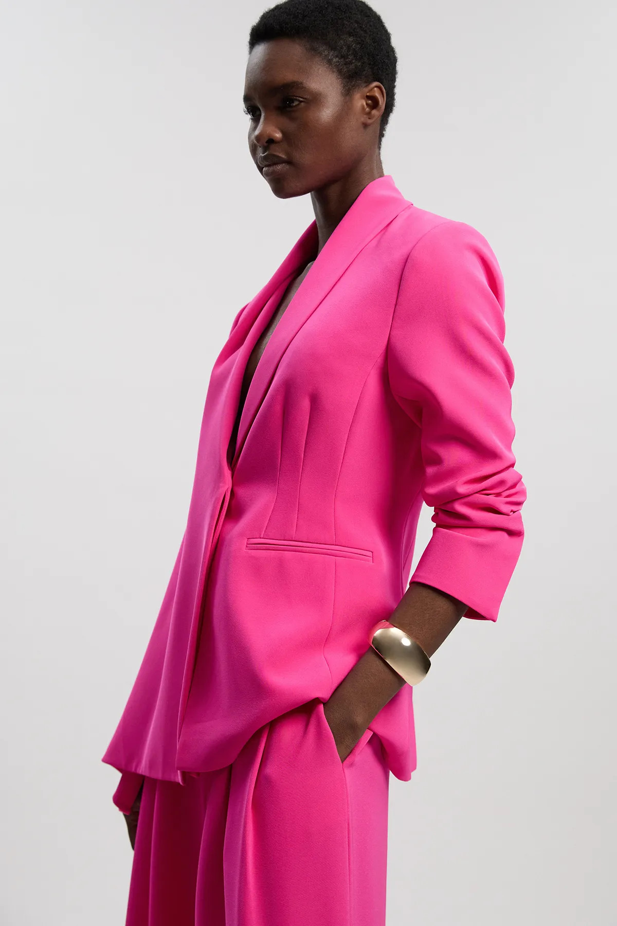 Pink Soft Tailored Single Breasted Blazer | Karen Millen USA | Karen Millen US