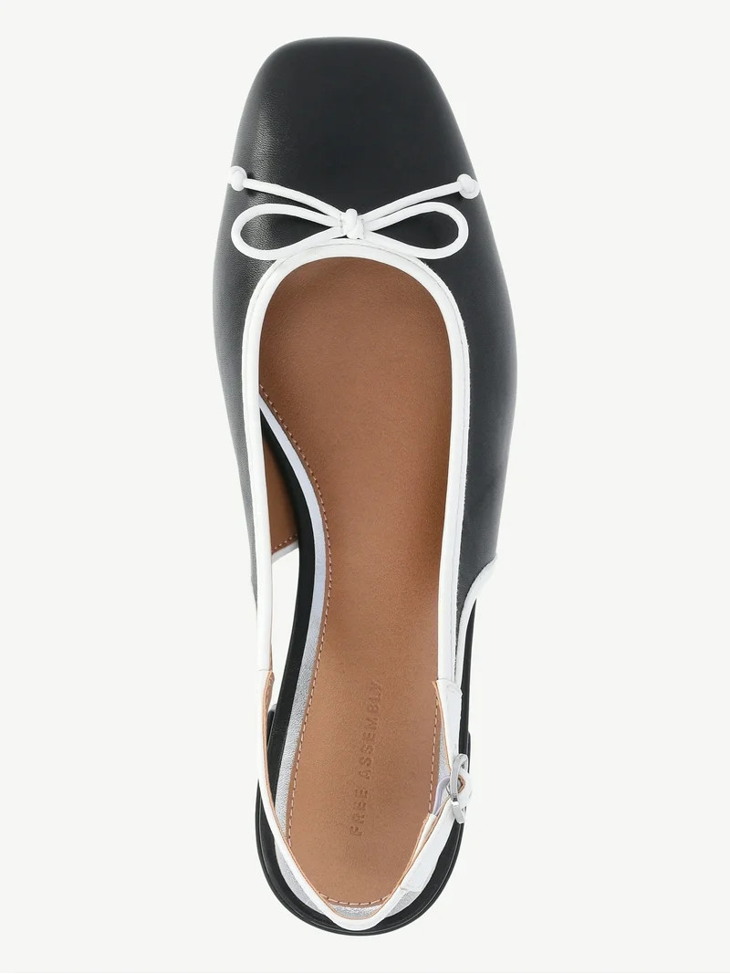 Free Assembly Women's Slingback Block Heel Shoes with Front Bow | Walmart (US)