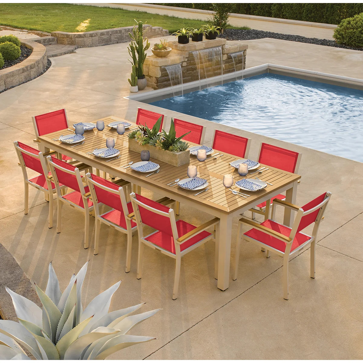 Travira Rectangular 10 - Person 103" Long Powder Coated Aluminum Patio Dining Set | Wayfair North America