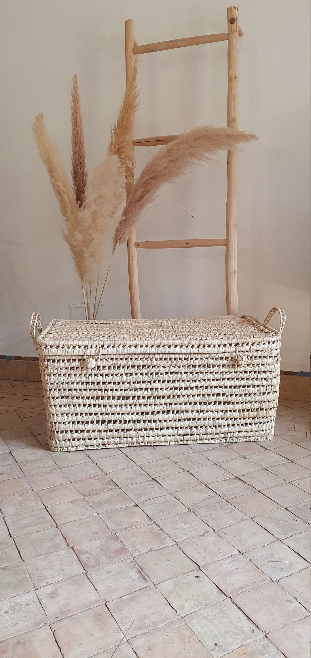 Wicker Storage Trunk  Chest and Storage Basket in Palm Leaves - Etsy | Etsy (US)