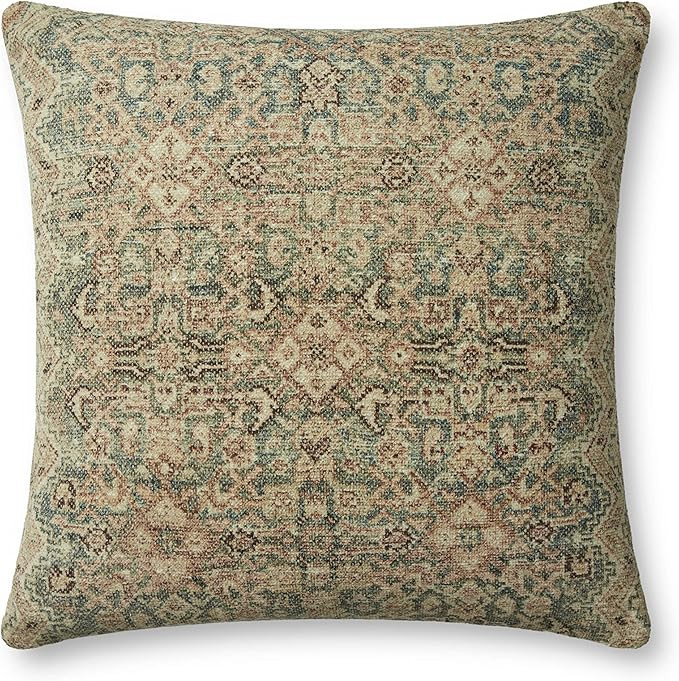 Angela Rose x Loloi Cove Collection PAR0004 Navy / Natural 18'' x 18'' Cover w/Poly Pillow | Amazon (US)