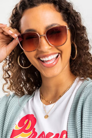 Jasmine Slim Frame Cat Eye Sunglasses | Francesca's