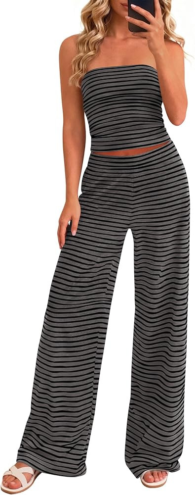 PRETTYGARDEN Two Piece Striped Sets for Women Summer Travel Outfits 2026 Spring Y2K Going Out Vac... | Amazon (US)