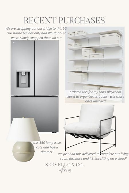 LG fridge, the container store closet system, playroom storage, kid organization, McGee and do chair, McGee and co threshold, studio McGee sling back chair, living room accent chair, green table lamp, studio McGee target lamp 

#LTKfindsunder100 #LTKhome #LTKsalealert