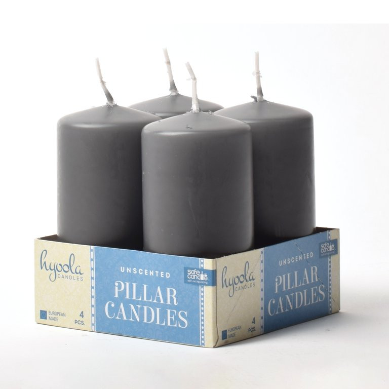Hyoola 2 x 4 inch Small Unscented Pillar Candles Dripless Dark Grey Pillars 4 Pack - Walmart.com | Walmart (US)