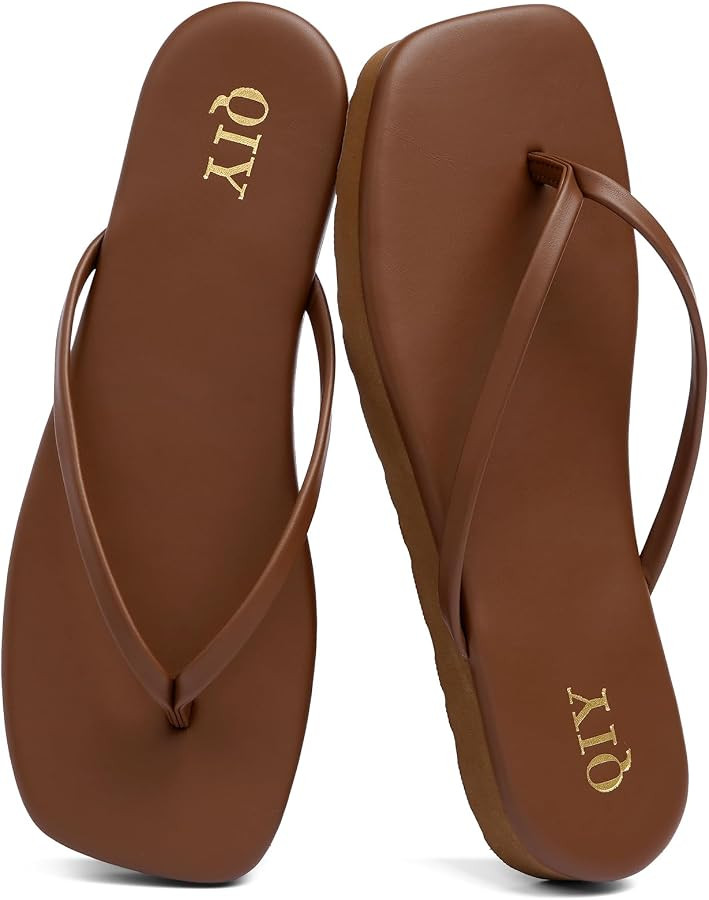 QIY Flip Flops for Women Footwear Beach Platform Sandal Square Toe Slides with Memory Foam Insole... | Amazon (US)
