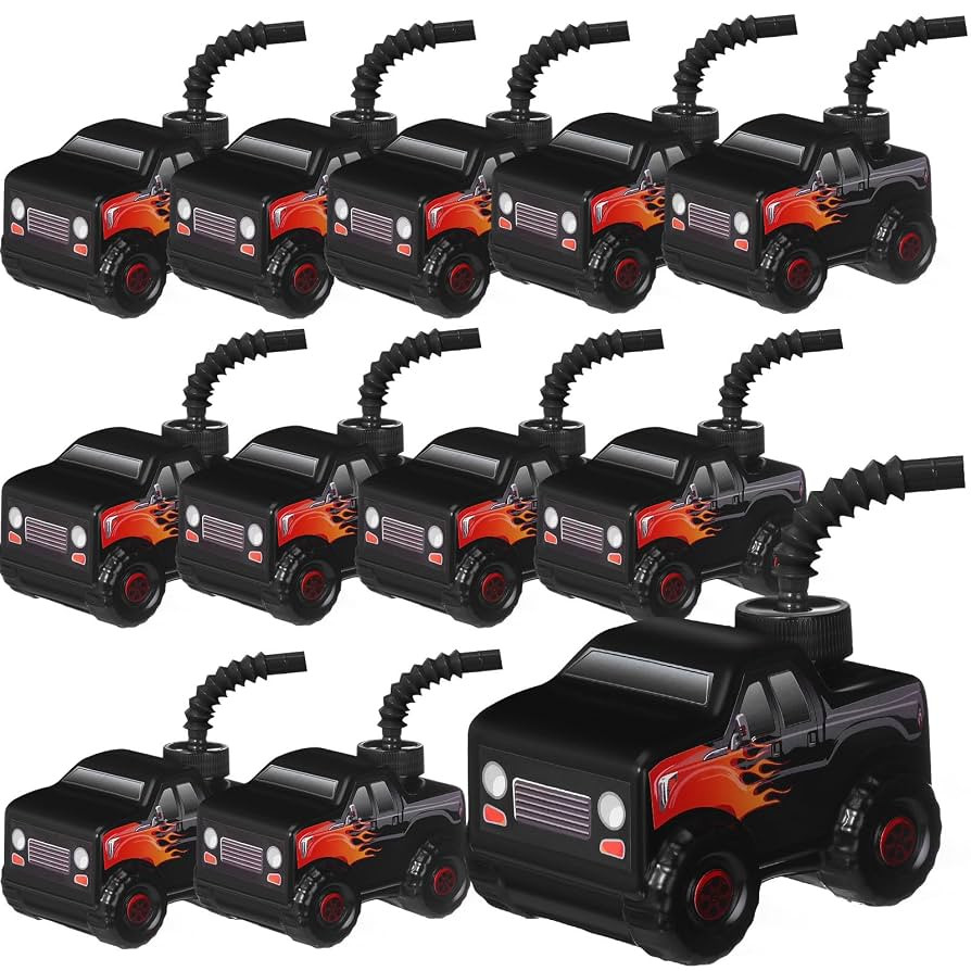 Tanlade 12 Sets Race Car Birthday Party Favor Supplies Monster Truck off Road Vehicle Cups with S... | Amazon (US)