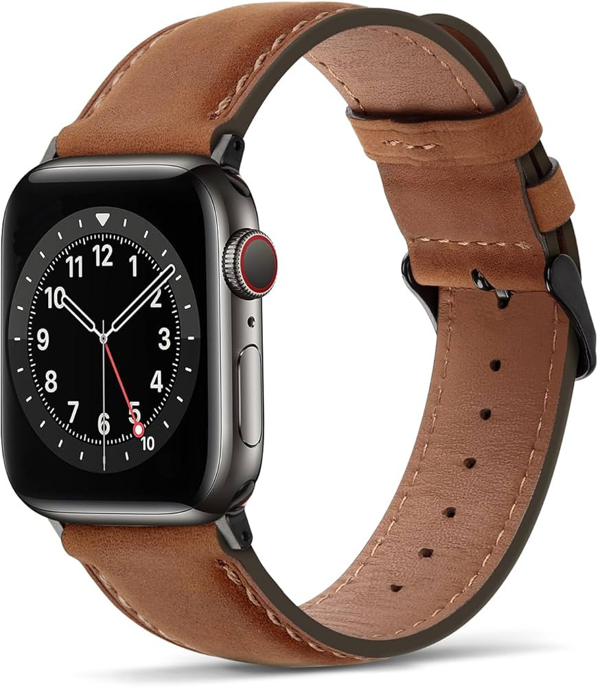 Tasikar Bands Compatible with Apple Watch Band 49mm 46mm 45mm 44mm 42mm Genuine Leather Replaceme... | Amazon (US)